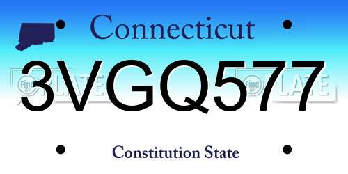 3VGQ577 Connecticut License Plate