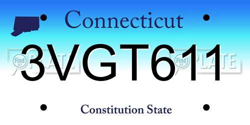 3VGT611 Connecticut License Plate