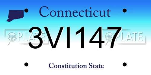 3VI147 Connecticut License Plate