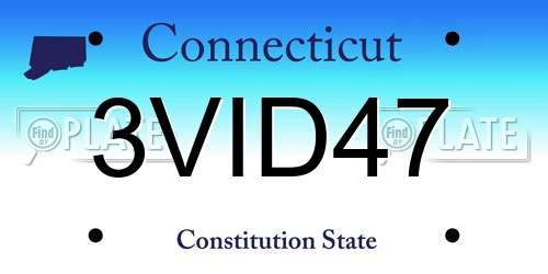 3VID47 Connecticut License Plate