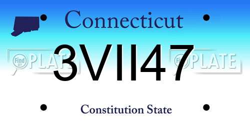 3VII47 Connecticut License Plate