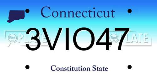 3VIO47 Connecticut License Plate