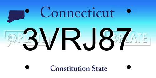3VRJ87 Connecticut License Plate