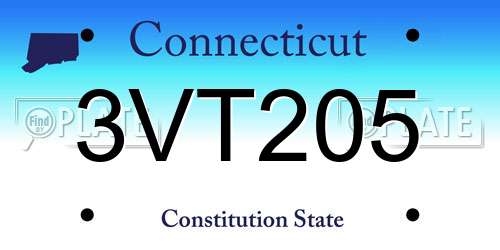 3VT205 Connecticut License Plate
