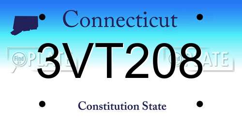 3VT208 Connecticut License Plate