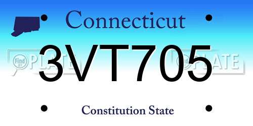 3VT705 Connecticut License Plate