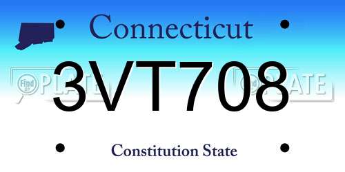 3VT708 Connecticut License Plate