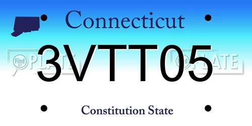 3VTT05 Connecticut License Plate