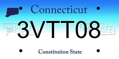 3VTT08 Connecticut License Plate