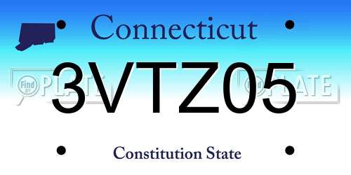 3VTZ05 Connecticut License Plate
