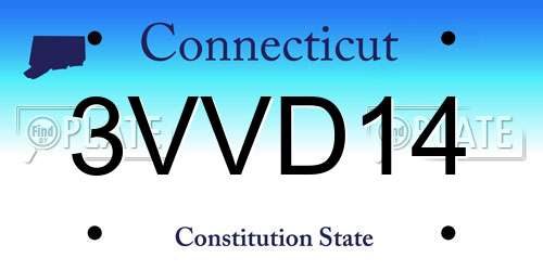 3VVD14 Connecticut License Plate