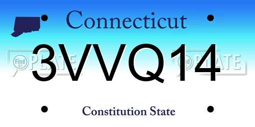 3VVQ14 Connecticut License Plate