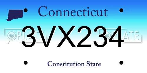 3VX234 Connecticut License Plate