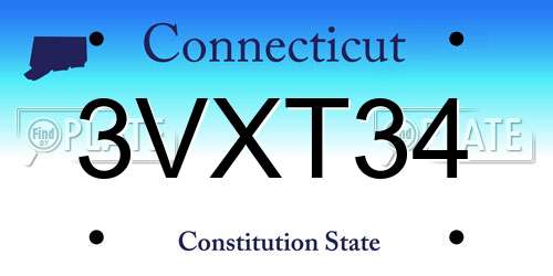 3VXT34 Connecticut License Plate