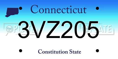 3VZ205 Connecticut License Plate