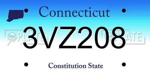 3VZ208 Connecticut License Plate