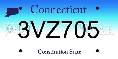 3VZ705 Connecticut License Plate