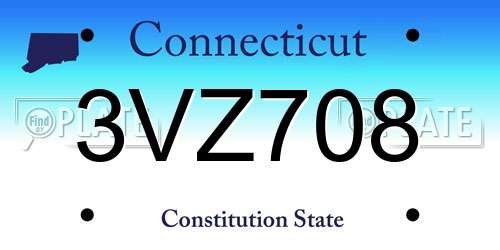3VZ708 Connecticut License Plate