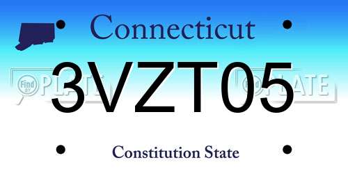 3VZT05 Connecticut License Plate