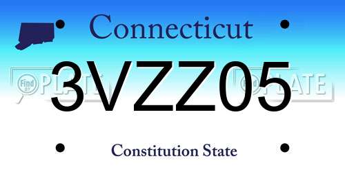 3VZZ05 Connecticut License Plate