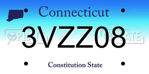 3VZZ08 Connecticut License Plate