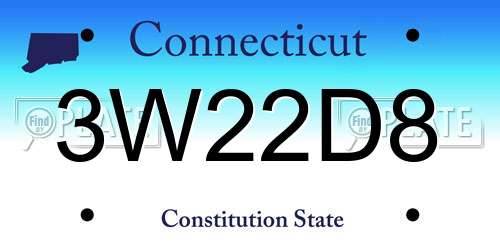 3W22D8 Connecticut License Plate