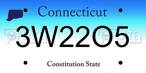 3W22O5 Connecticut License Plate