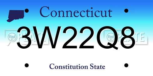 3W22Q8 Connecticut License Plate
