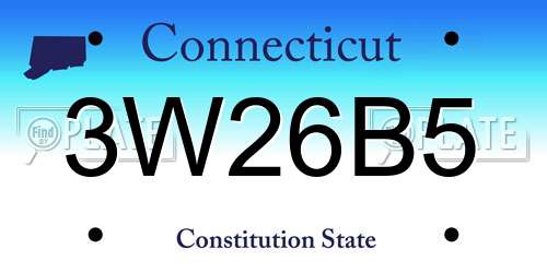 3W26B5 Connecticut License Plate