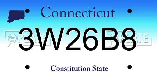3W26B8 Connecticut License Plate