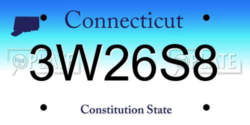 3W26S8 Connecticut License Plate