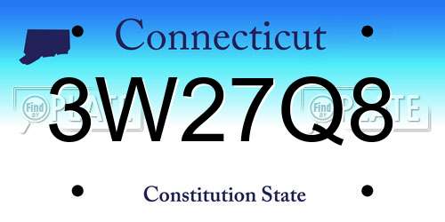 3W27Q8 Connecticut License Plate