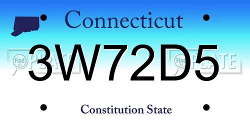 3W72D5 Connecticut License Plate