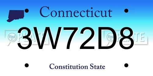 3W72D8 Connecticut License Plate