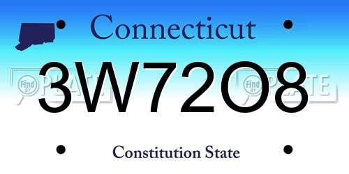 3W72O8 Connecticut License Plate