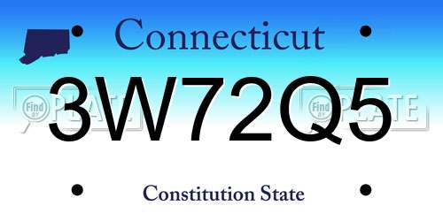 3W72Q5 Connecticut License Plate