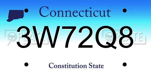 3W72Q8 Connecticut License Plate