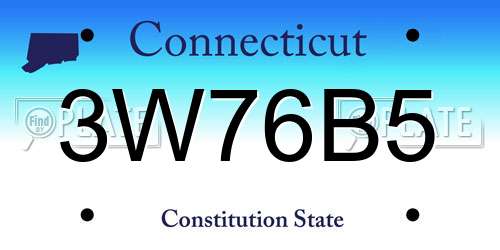 3W76B5 Connecticut License Plate