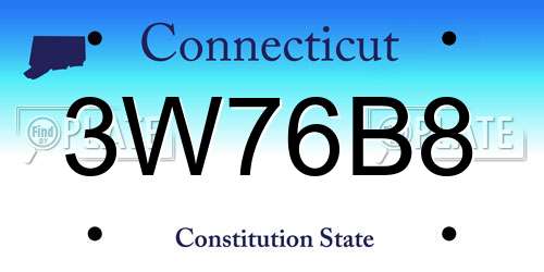 3W76B8 Connecticut License Plate