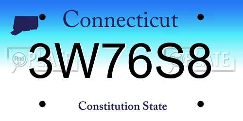 3W76S8 Connecticut License Plate