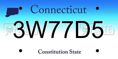 3W77D5 Connecticut License Plate