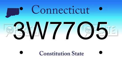 3W77O5 Connecticut License Plate