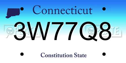3W77Q8 Connecticut License Plate