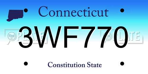 3WF770 Connecticut License Plate