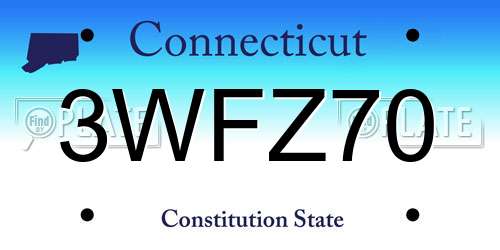 3WFZ70 Connecticut License Plate