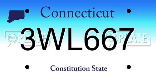 3WL667 Connecticut License Plate
