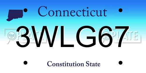 3WLG67 Connecticut License Plate