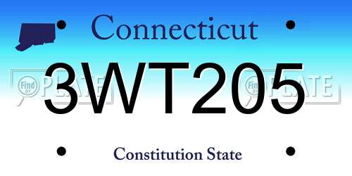 3WT205 Connecticut License Plate
