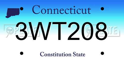 3WT208 Connecticut License Plate