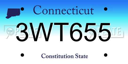 3WT655 Connecticut License Plate